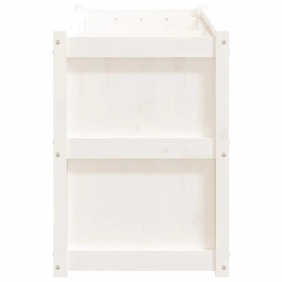 Jardinière blanc 150x50x70 cm bois de pin massif - 6