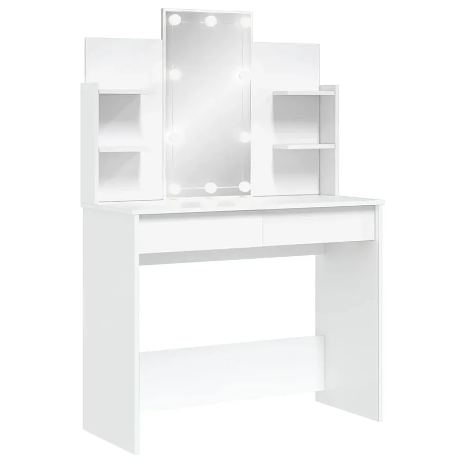 Coiffeuse avec lumières LED blanc 96x40x142 cm - 2
