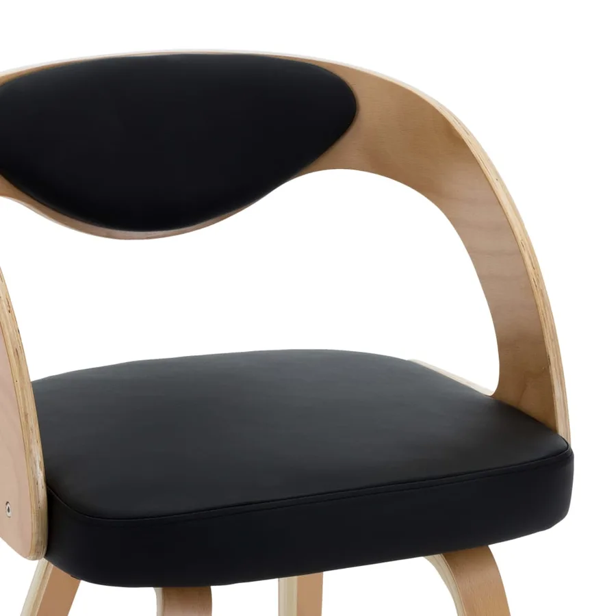 Chaises à manger lot de 4 noir bois courbé et similicuir - 5