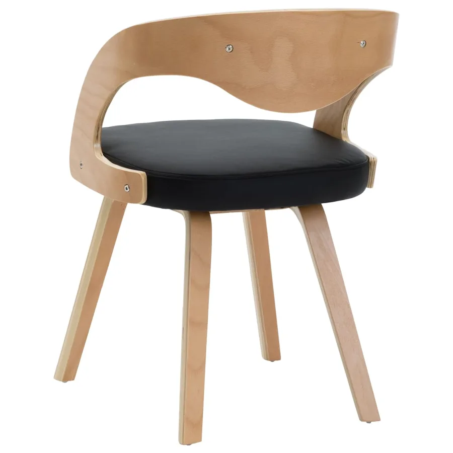 Chaises à manger lot de 4 noir bois courbé et similicuir - 6
