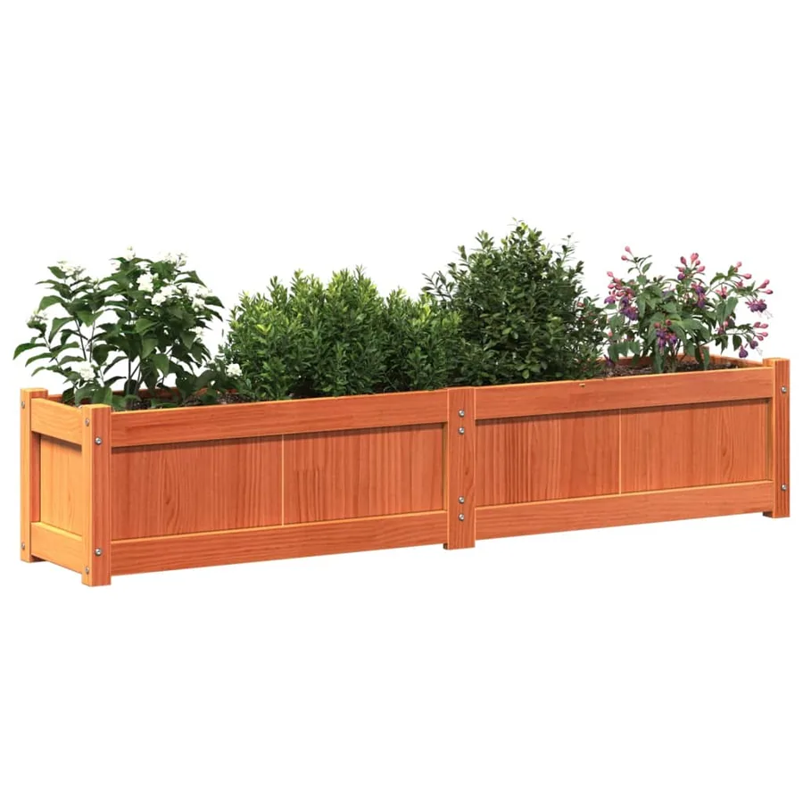 Jardinière cire marron 150x31x31 cm bois de pin massif - 4
