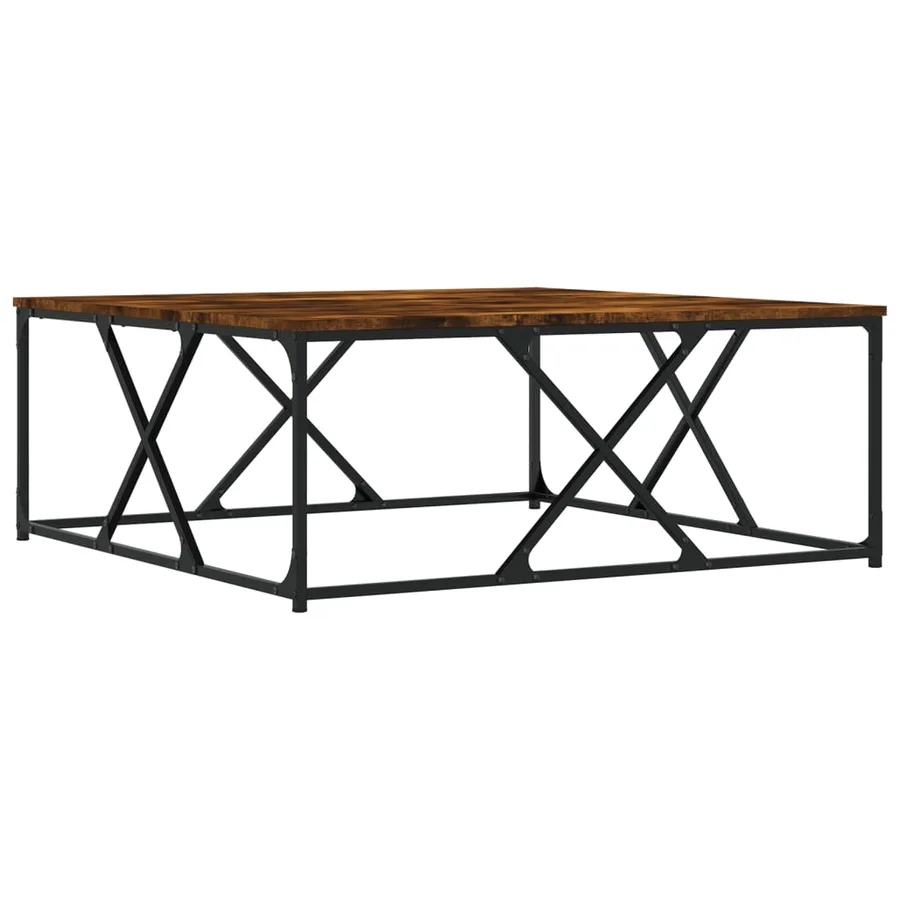 Table basse chêne fumé 100x100x40 cm bois d'ingénierie - 2