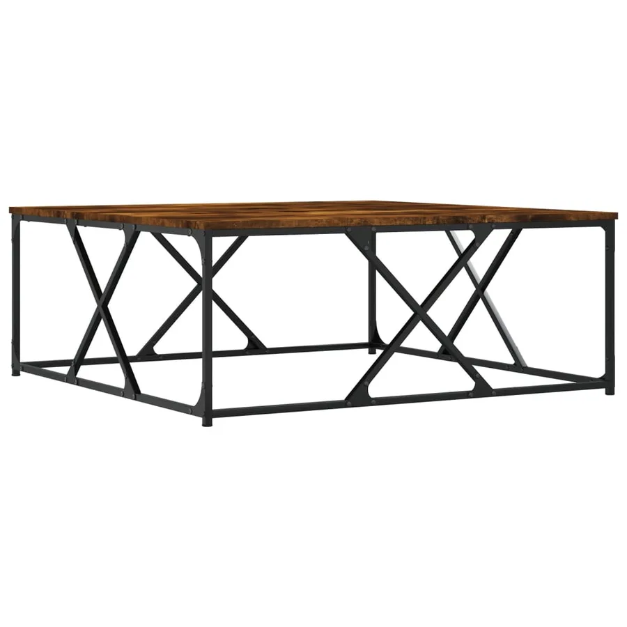 Table basse chêne fumé 100x100x40 cm bois d'ingénierie - 5