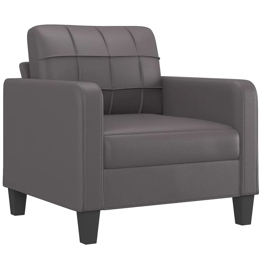 Fauteuil avec repose-pied Gris 60 cm Similicuir - 4