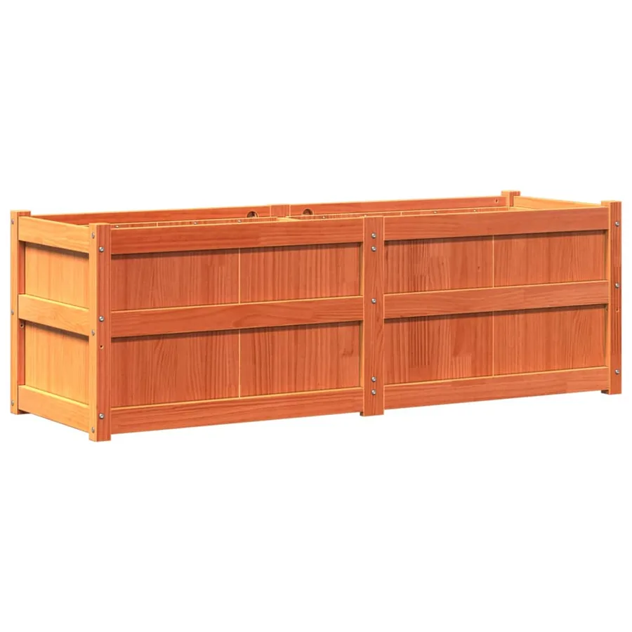 Jardinière cire marron 150x50x50 cm bois de pin massif - 2