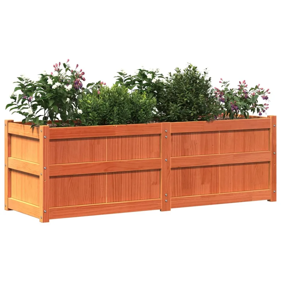 Jardinière cire marron 150x50x50 cm bois de pin massif - 4