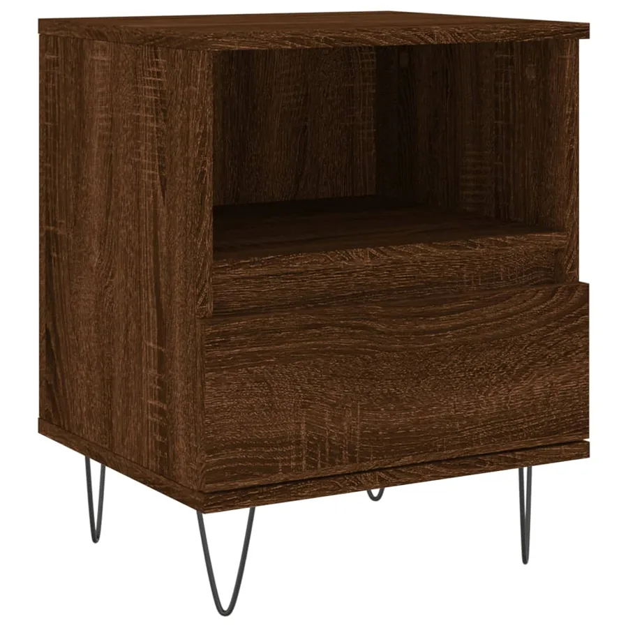 Table de chevet chêne marron 40x35x50 cm bois d’ingénierie - 2