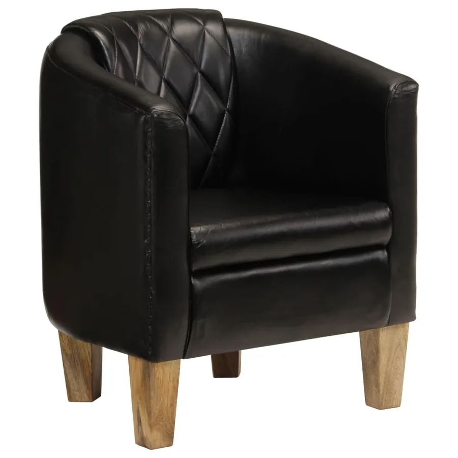 Chaise cabriolet noir cuir véritable