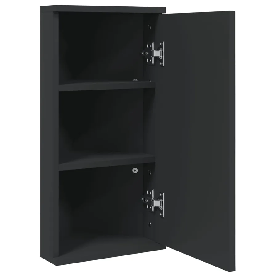 Armoire de bain à miroir d'angle noir 30x24x60 cm - 4