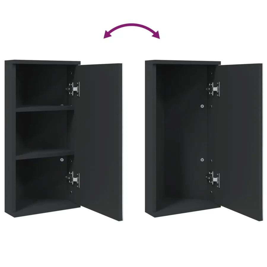 Armoire de bain à miroir d'angle noir 30x24x60 cm - 7