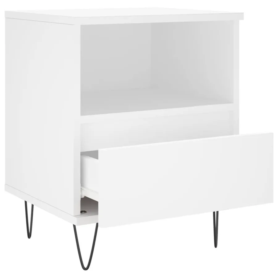 Table de chevet Blanc 40x35x50 cm Bois d’ingénierie - 5