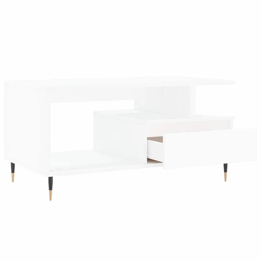 Table basse Blanc 90x49x45 cm Bois d'ingénierie - 6