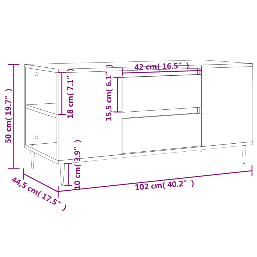 Table basse chêne fumé 102x44,5x50 cm bois d'ingénierie - 11
