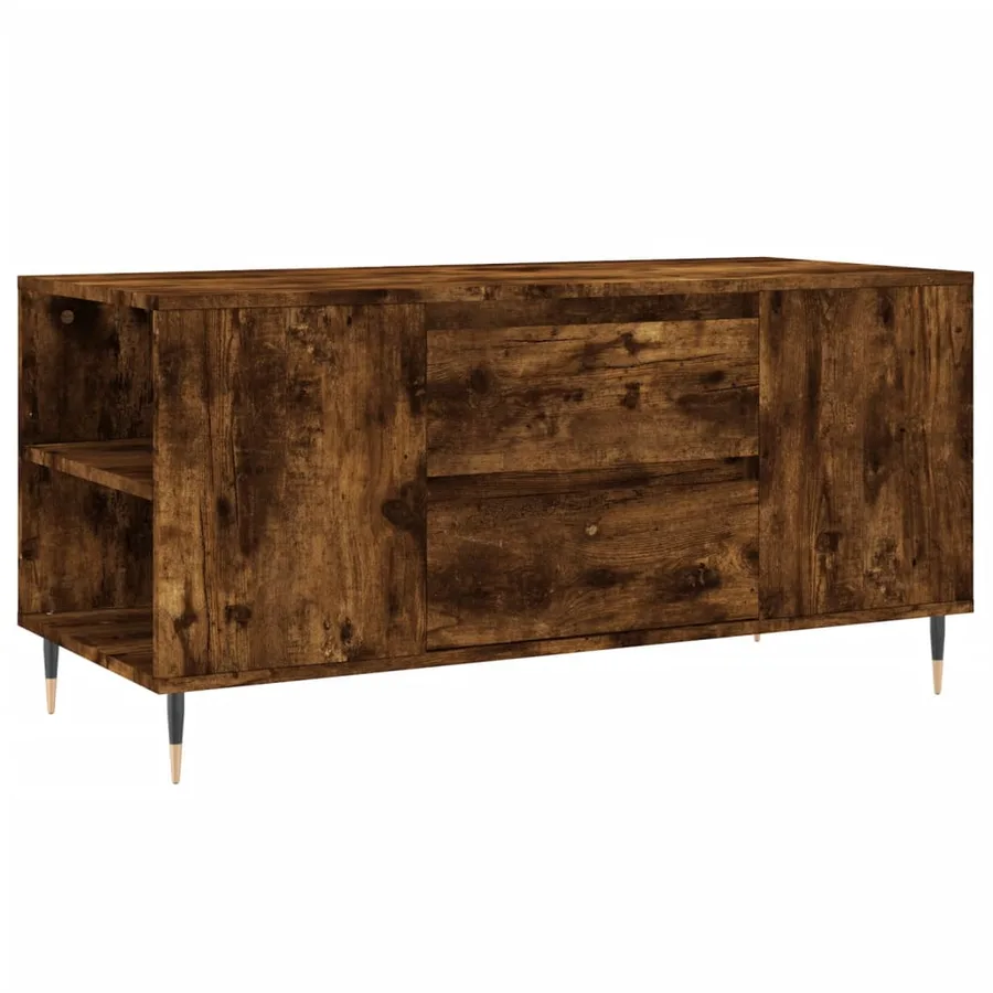 Table basse chêne fumé 102x44,5x50 cm bois d'ingénierie - 2
