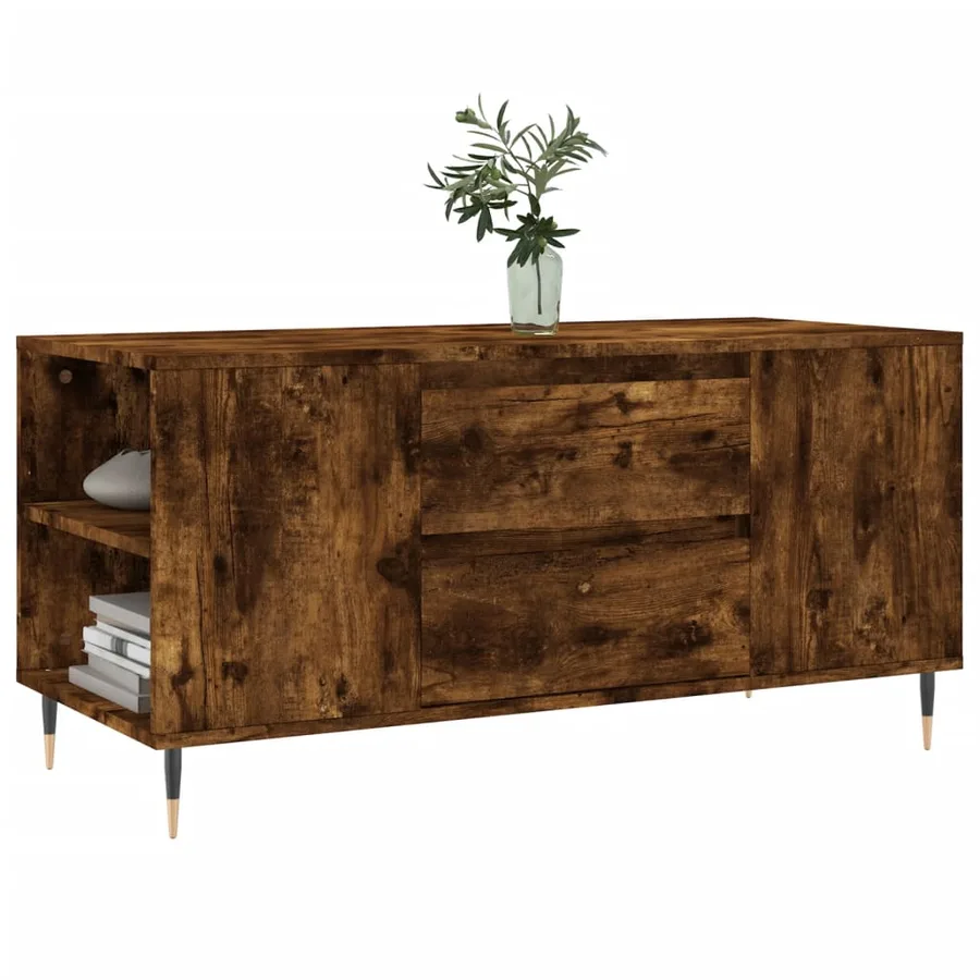 Table basse chêne fumé 102x44,5x50 cm bois d'ingénierie - 3