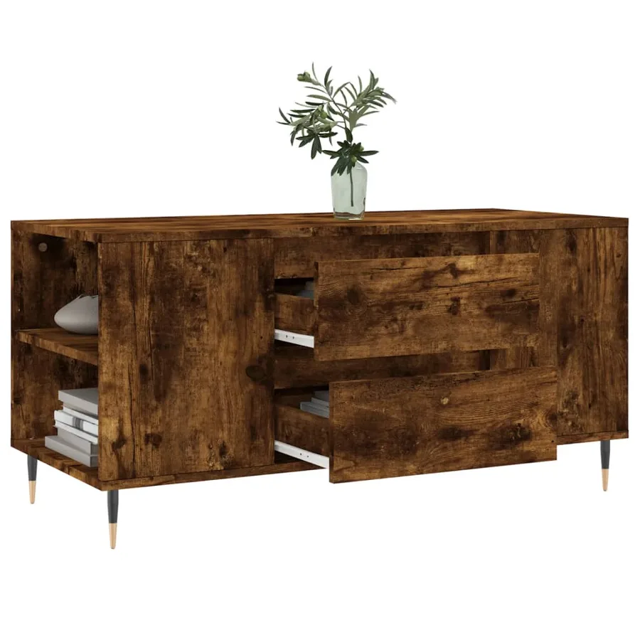 Table basse chêne fumé 102x44,5x50 cm bois d'ingénierie - 4