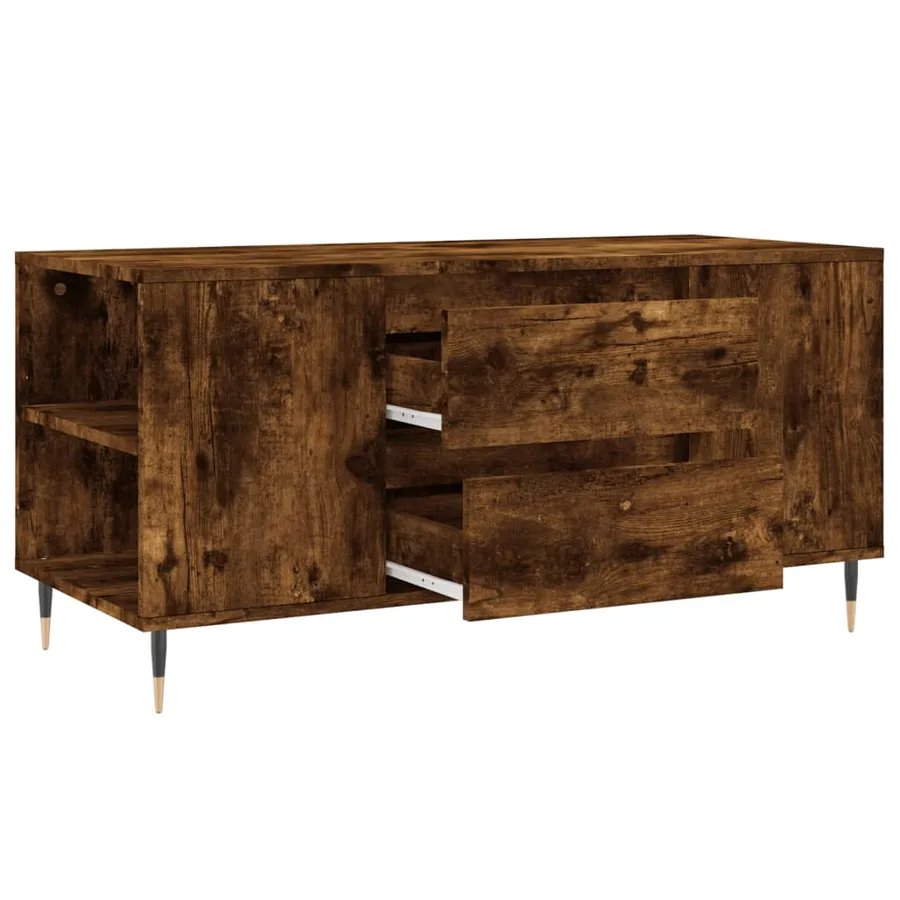 Table basse chêne fumé 102x44,5x50 cm bois d'ingénierie - 6