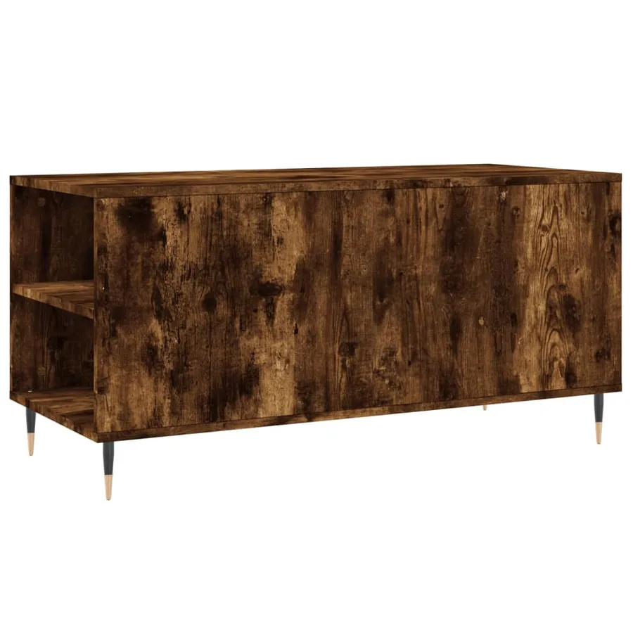 Table basse chêne fumé 102x44,5x50 cm bois d'ingénierie - 8
