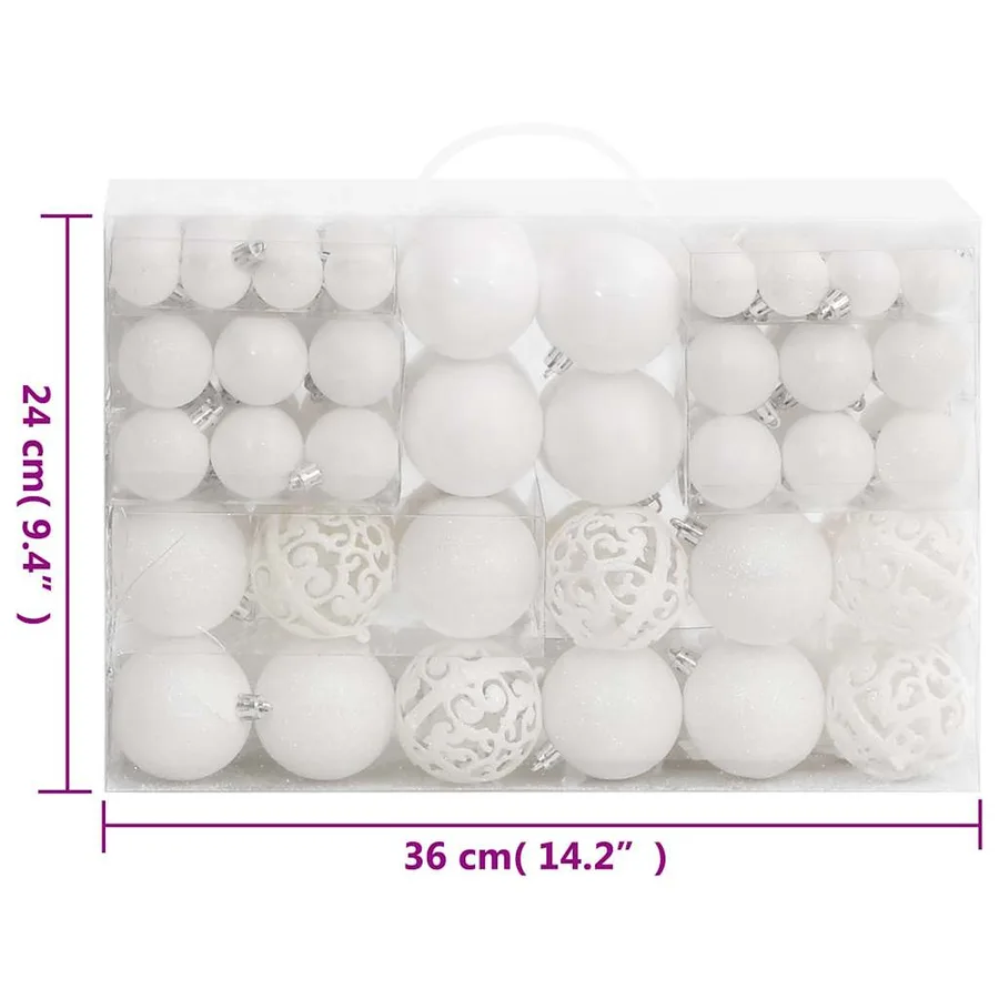 Ensemble de boules de Noël 111 pièces blanc polystyrène - 10