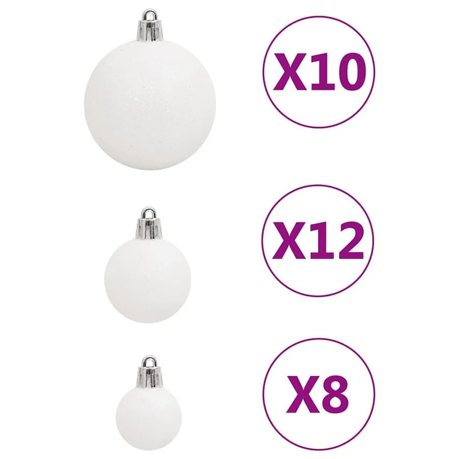 Ensemble de boules de Noël 111 pièces blanc polystyrène - 6