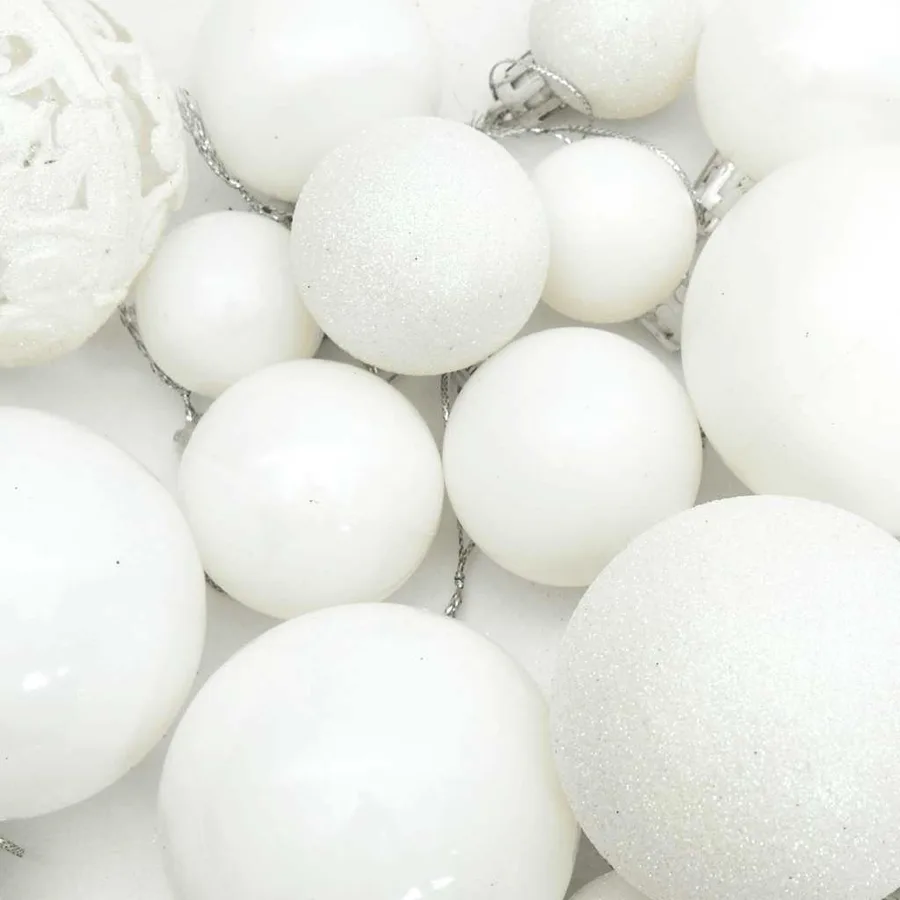 Ensemble de boules de Noël 111 pièces blanc polystyrène - 9