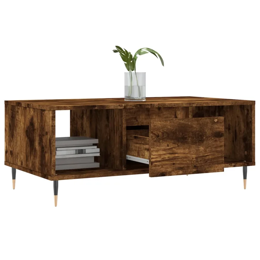 Table basse Chêne fumé 90x50x36,5 cm Bois d'ingénierie - 4