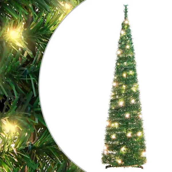 Sapin de Noël artificiel escamotable 50 LED vert 120 cm