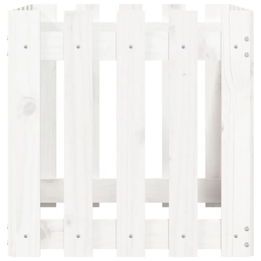Jardinière avec design de clôture blanc 50x50x50 cm pin massif - 5