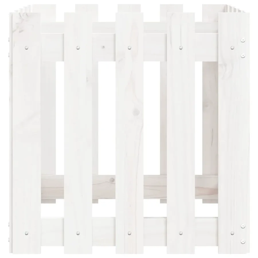 Jardinière avec design de clôture blanc 50x50x50 cm pin massif - 6