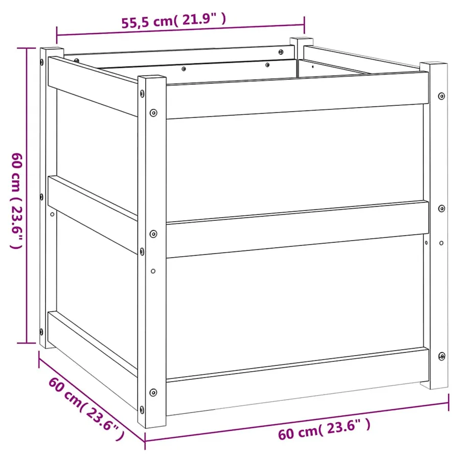 Jardinières 2 pcs blanc bois de pin massif - 12