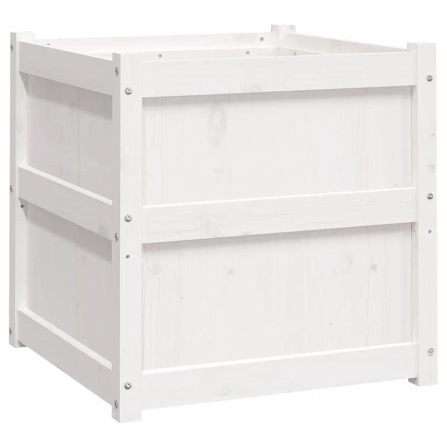 Jardinières 2 pcs blanc bois de pin massif - 5