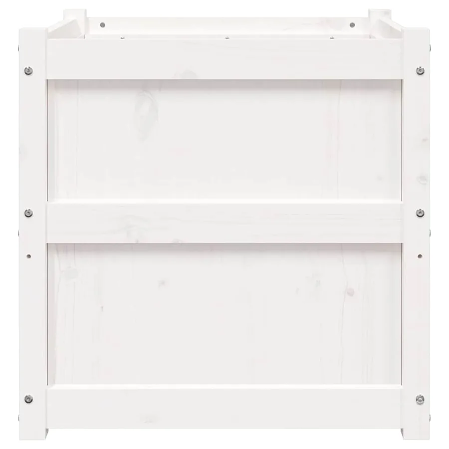 Jardinières 2 pcs blanc bois de pin massif - 6