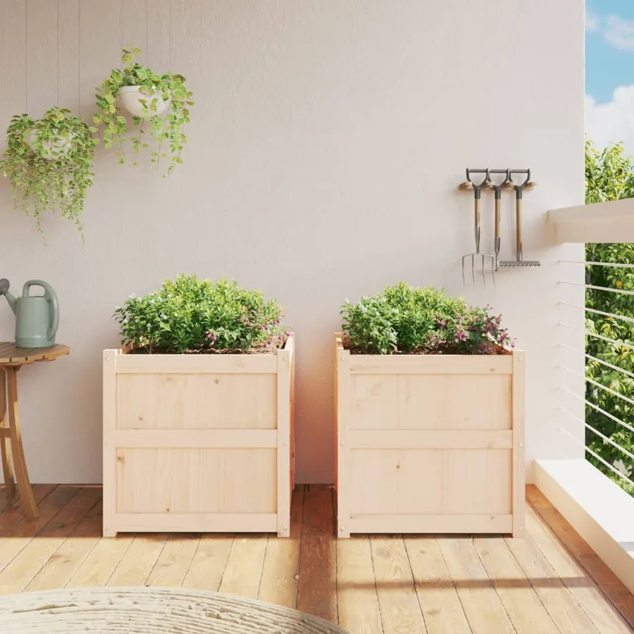 Jardinières 2 pcs bois de pin massif - 3