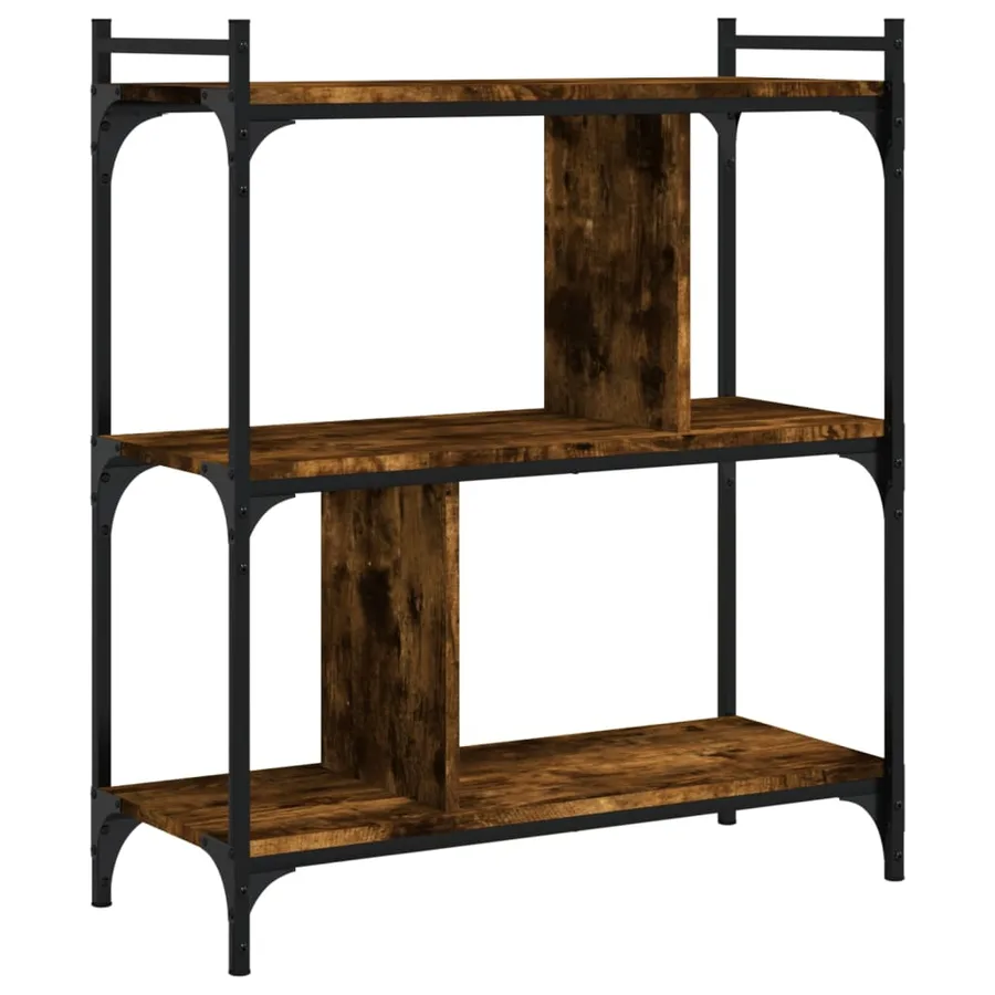 Bibliothèque 3 niveaux chêne fumé 76x32x88 cm bois d'ingénierie - 2