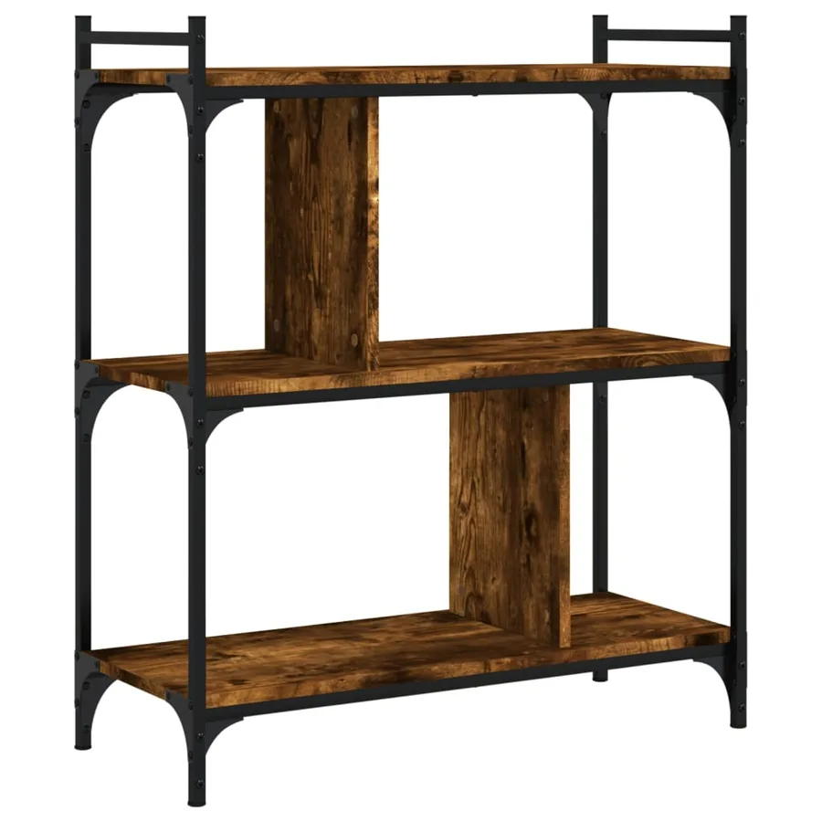 Bibliothèque 3 niveaux chêne fumé 76x32x88 cm bois d'ingénierie - 4
