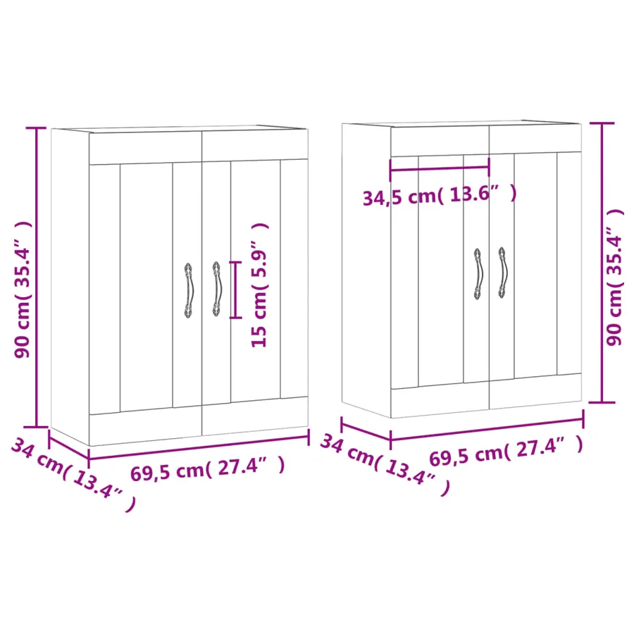 Armoires murales 2 pcs gris béton bois d'ingénierie - 12