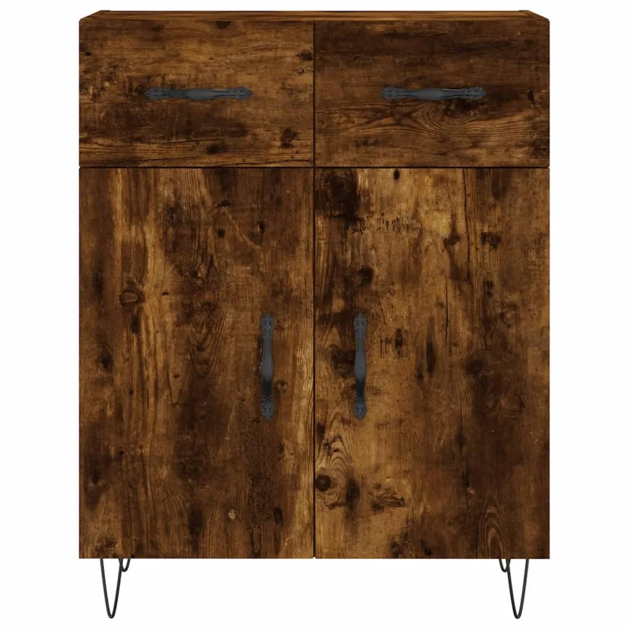 Buffet haut Chêne fumé 69,5x34x180 cm Bois d'ingénierie - 8