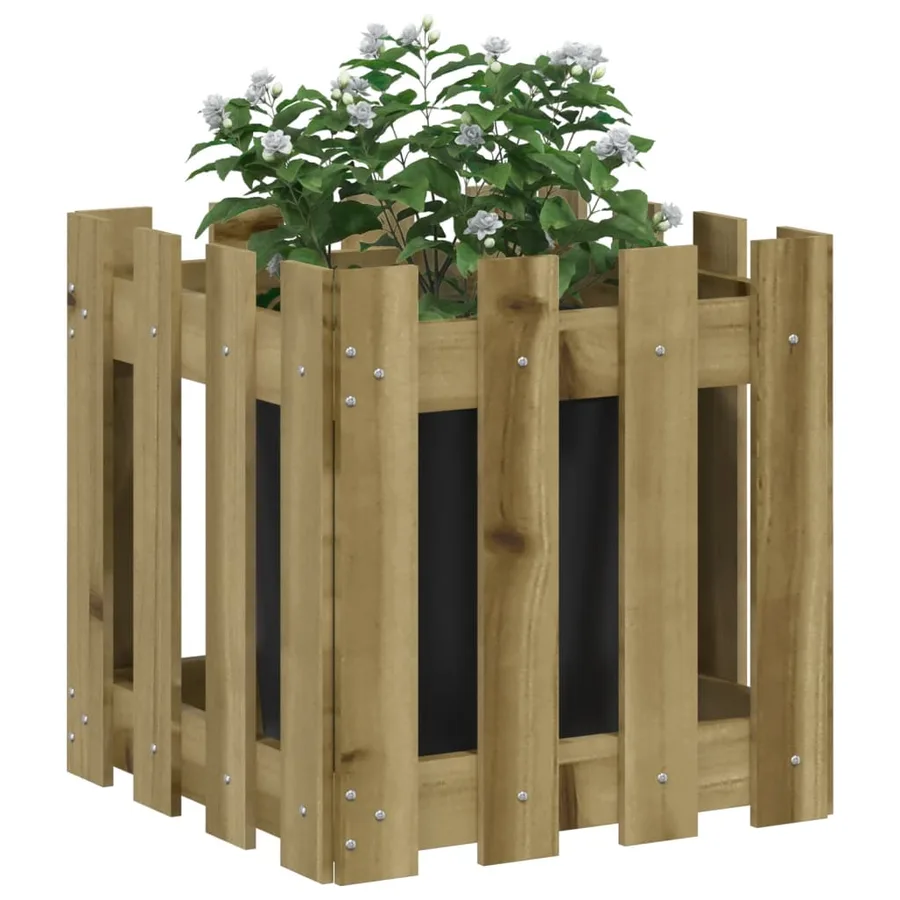 Jardinière avec design de clôture 40x40x40 cm pin imprégné - 3