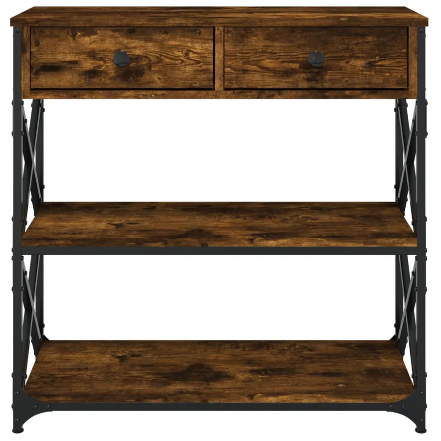 Table console chêne fumé 75x28x75 cm bois d'ingénierie - 6