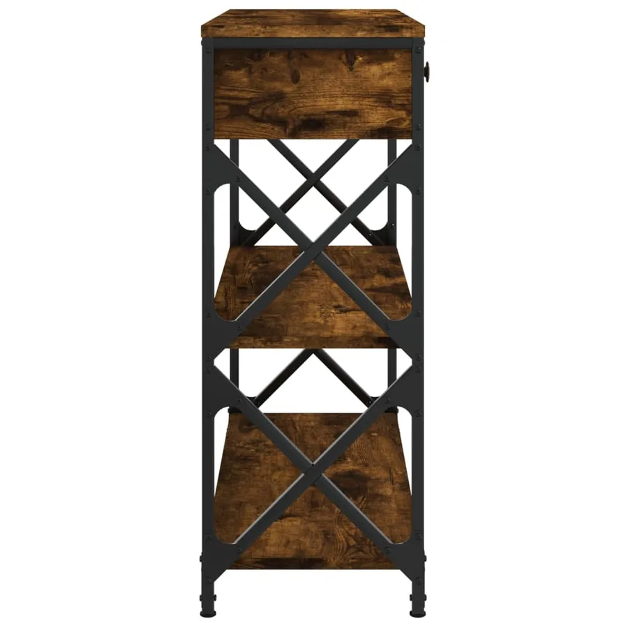 Table console chêne fumé 75x28x75 cm bois d'ingénierie - 7