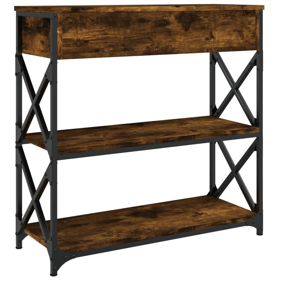 Table console chêne fumé 75x28x75 cm bois d'ingénierie - 8