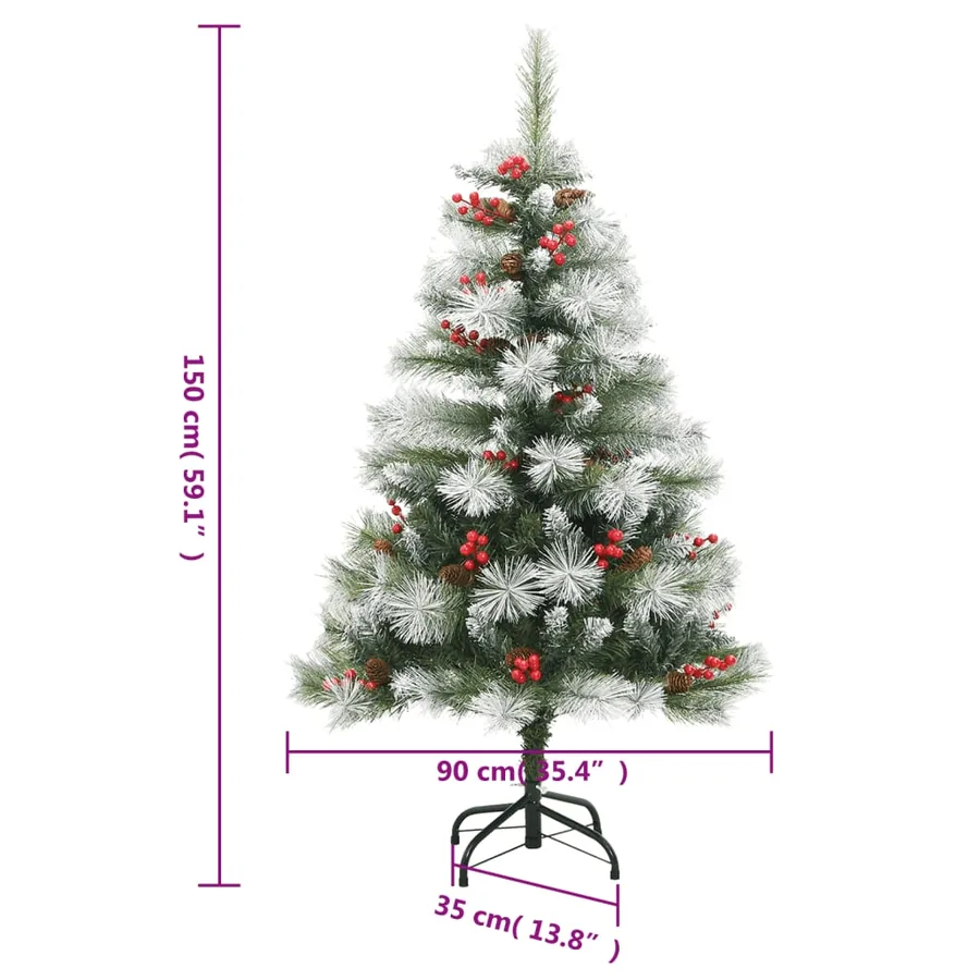 Sapin de Noël artificiel avec pommes de pin et baies 150 cm - 9