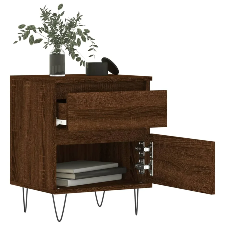 Tables de chevet 2 pcs chêne marron 40x35x50 cm bois ingénierie - 10