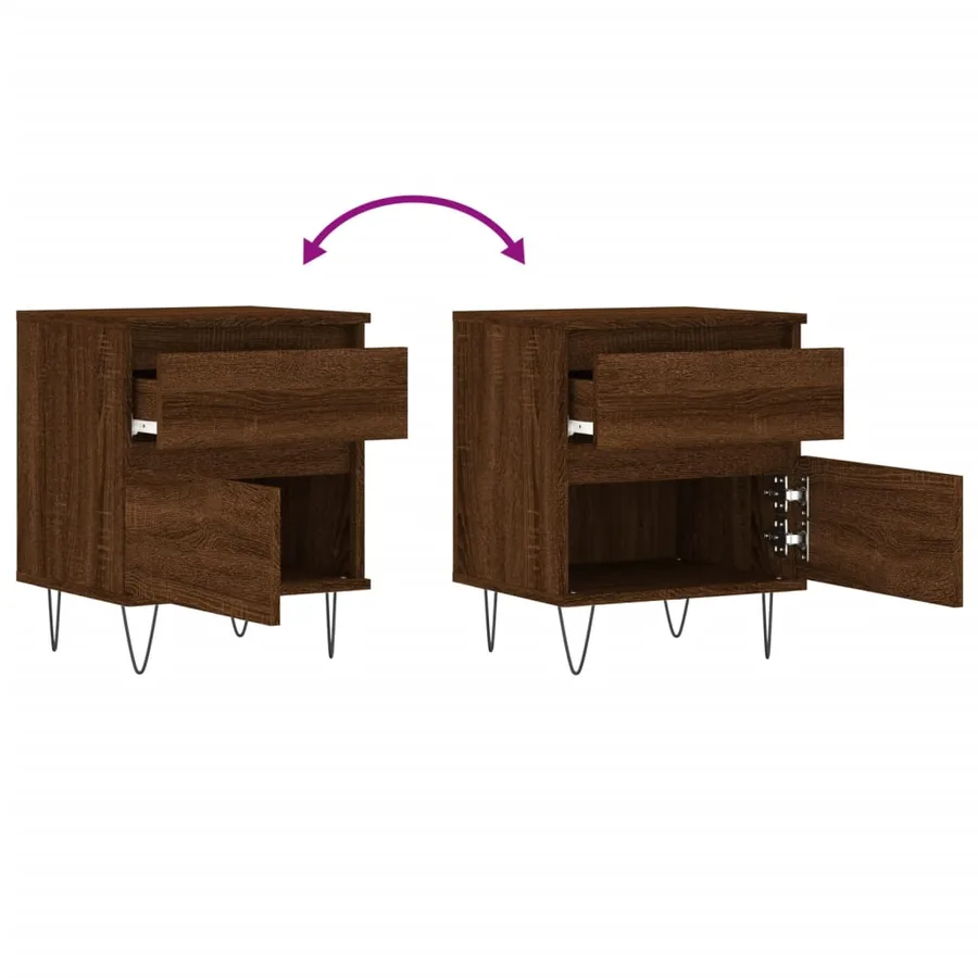 Tables de chevet 2 pcs chêne marron 40x35x50 cm bois ingénierie - 11