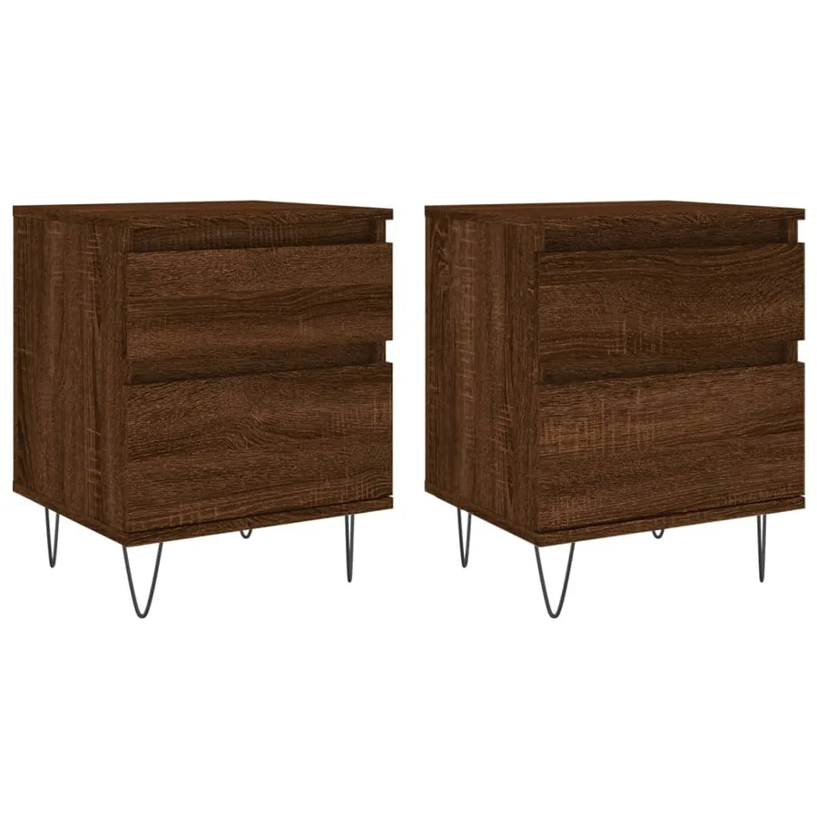 Tables de chevet 2 pcs chêne marron 40x35x50 cm bois ingénierie - 2