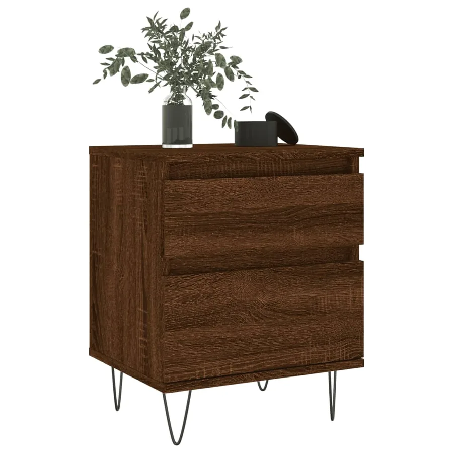 Tables de chevet 2 pcs chêne marron 40x35x50 cm bois ingénierie - 9