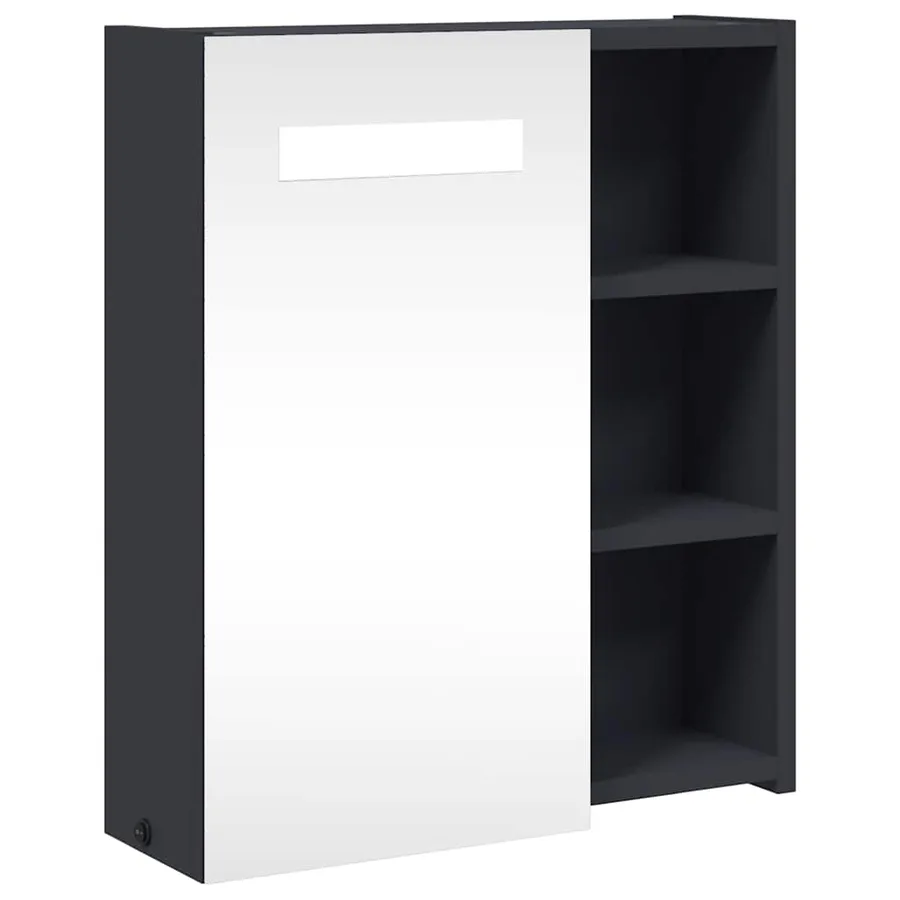 Armoire de salle de bain à miroir avec LED gris 45x13x52 cm - 2