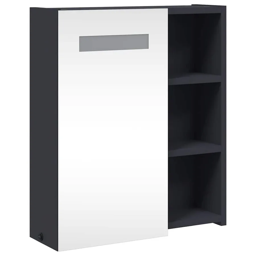 Armoire de salle de bain à miroir avec LED gris 45x13x52 cm - 4