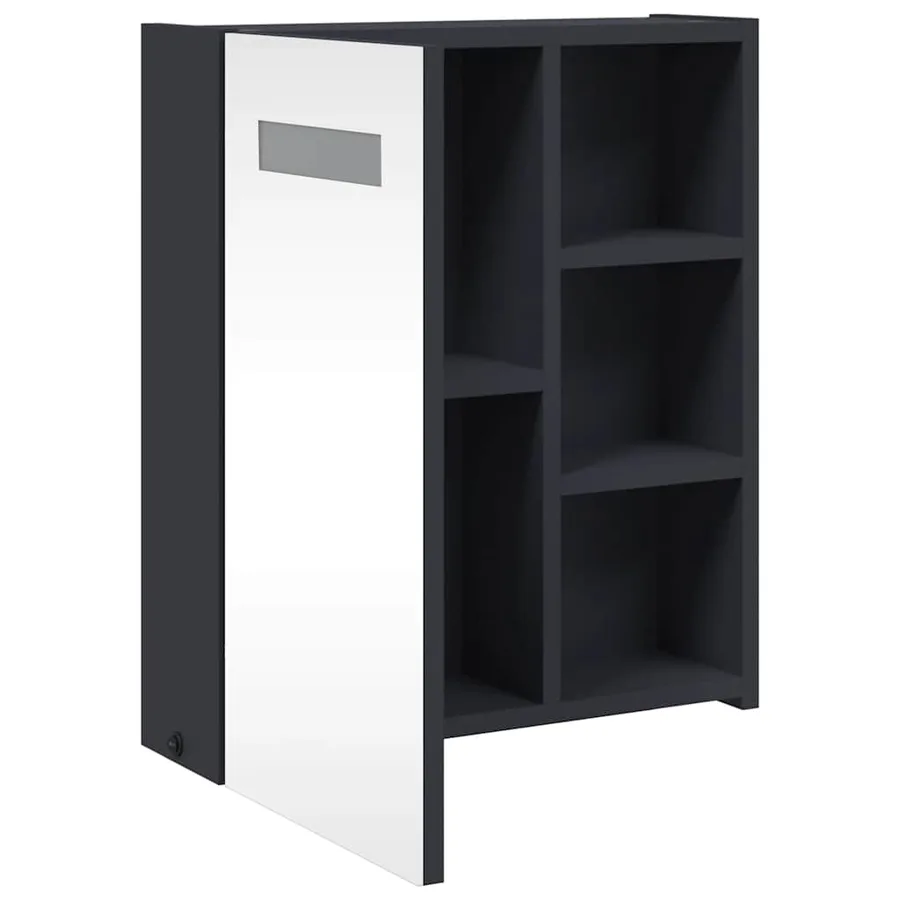 Armoire de salle de bain à miroir avec LED gris 45x13x52 cm - 5