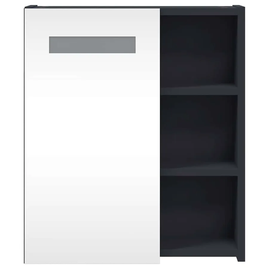 Armoire de salle de bain à miroir avec LED gris 45x13x52 cm - 6